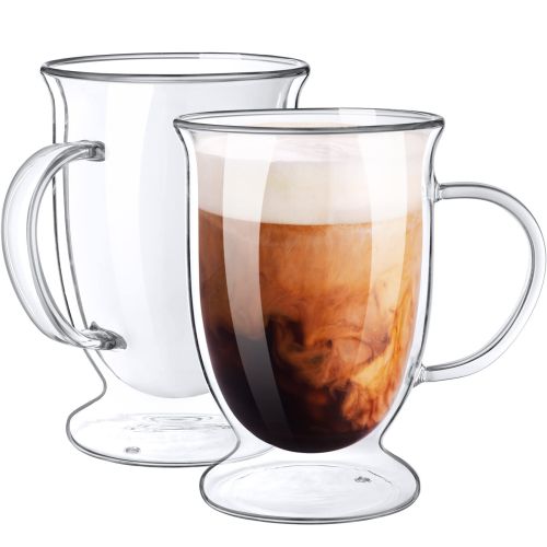 Double Walled Glass Coffee Mugs with Handle
