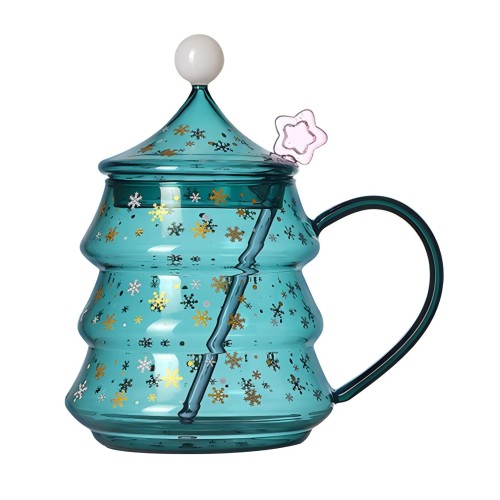 Chrismas Borosilicate glass cup with handle