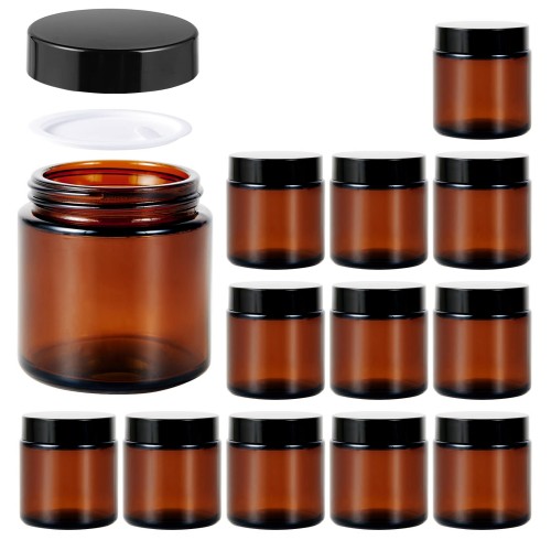 8oz Amber Glass Jars with Lids