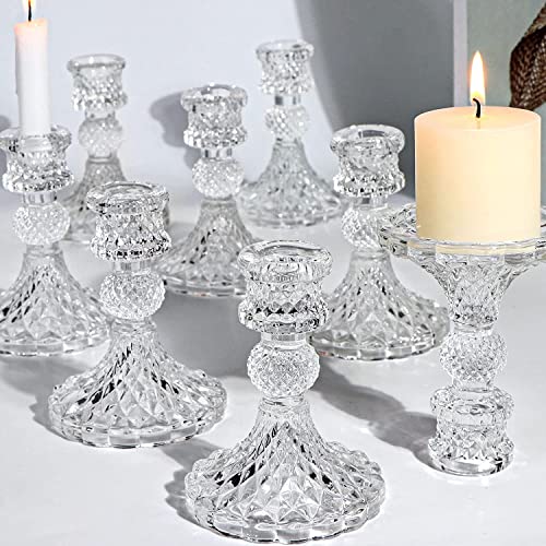 Clear Glass Candle Holders for Wedding, Spring Party, Romantic Dinner, Festival & Windowsill Decor