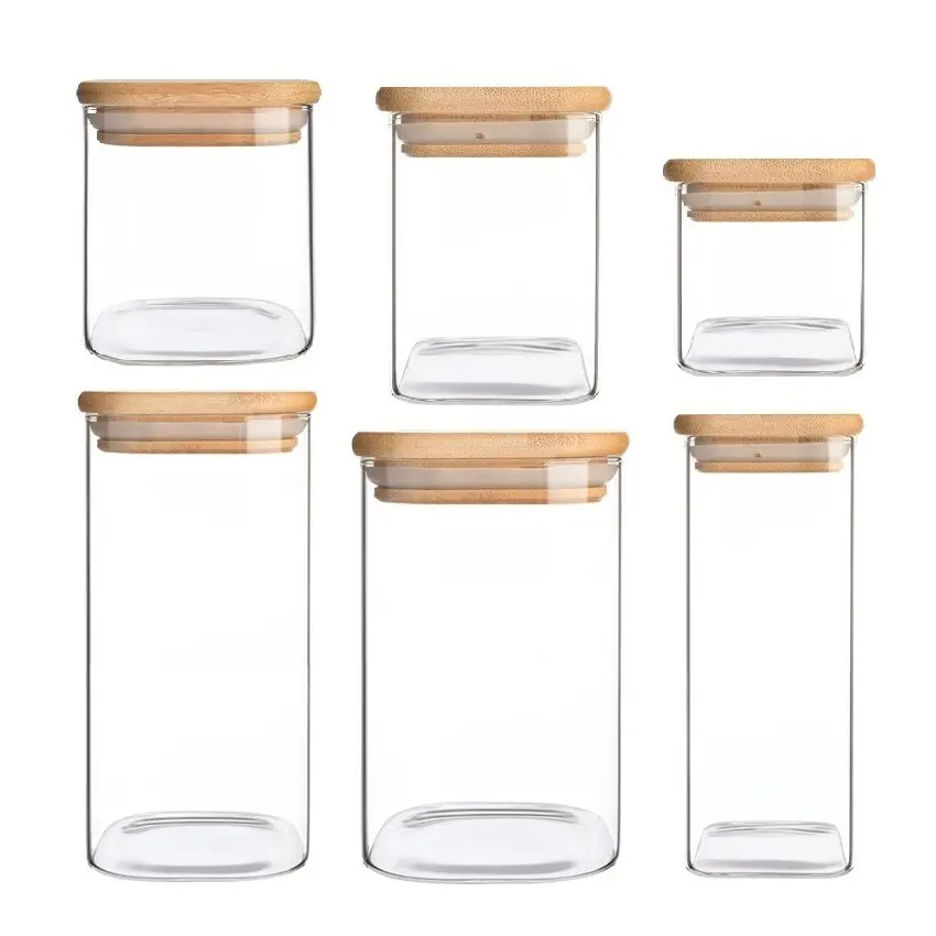 Storage Glass Jar with Bamboo Lids
