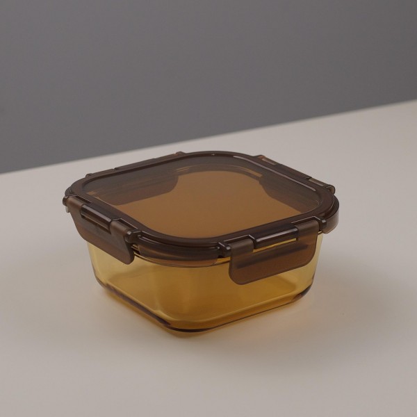 Clear Glass Lunch Box Food Storage Container Crisper Box 